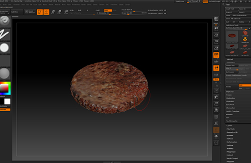 zbrushのspotlightを使ってCGハンバーガーのテクスチャが完成