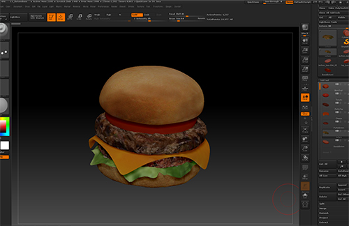 Zbrushでテクスチャを描いたCGのハンバーガー